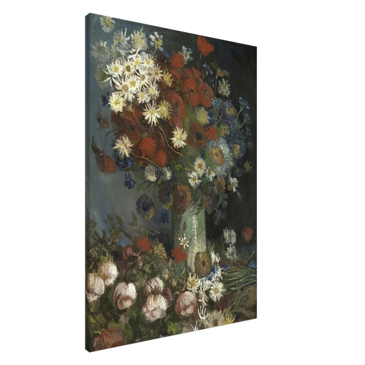 Vincent van Gogh - Still life with meadow flowers and roses Canvas - 20x30 cm / 8x12 inches-canvas