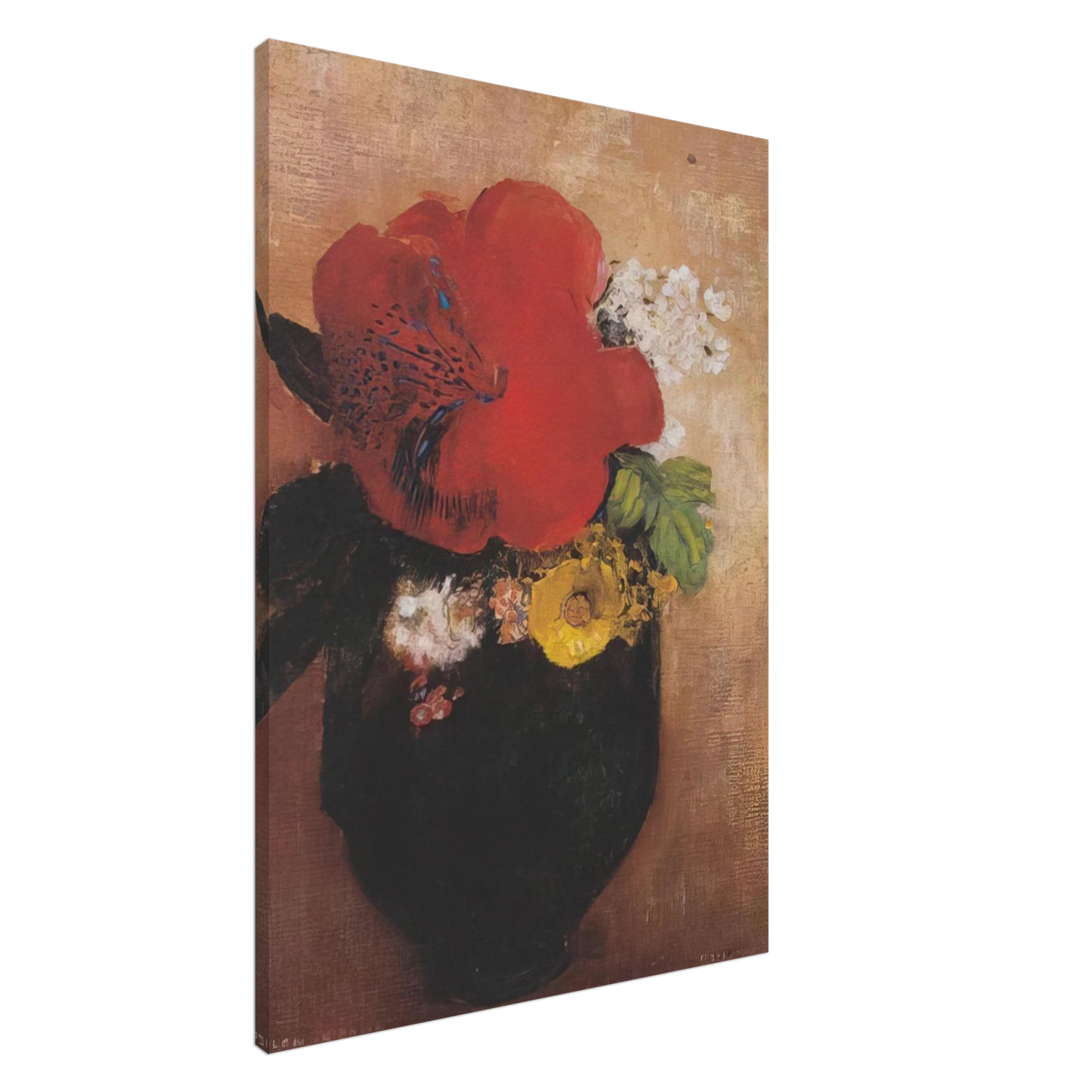 Odilon Redon - THE RED POPPY Canvas - 20x30 cm / 8x12 inches-canvas