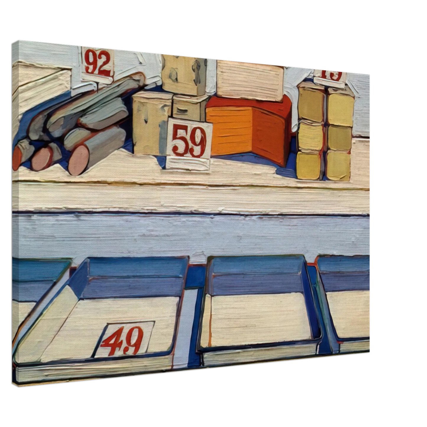 Wayne Thiebaud - Delicatessen Counter - 1962 Canvas - 20x30 cm / 8x12 inches-canvas
