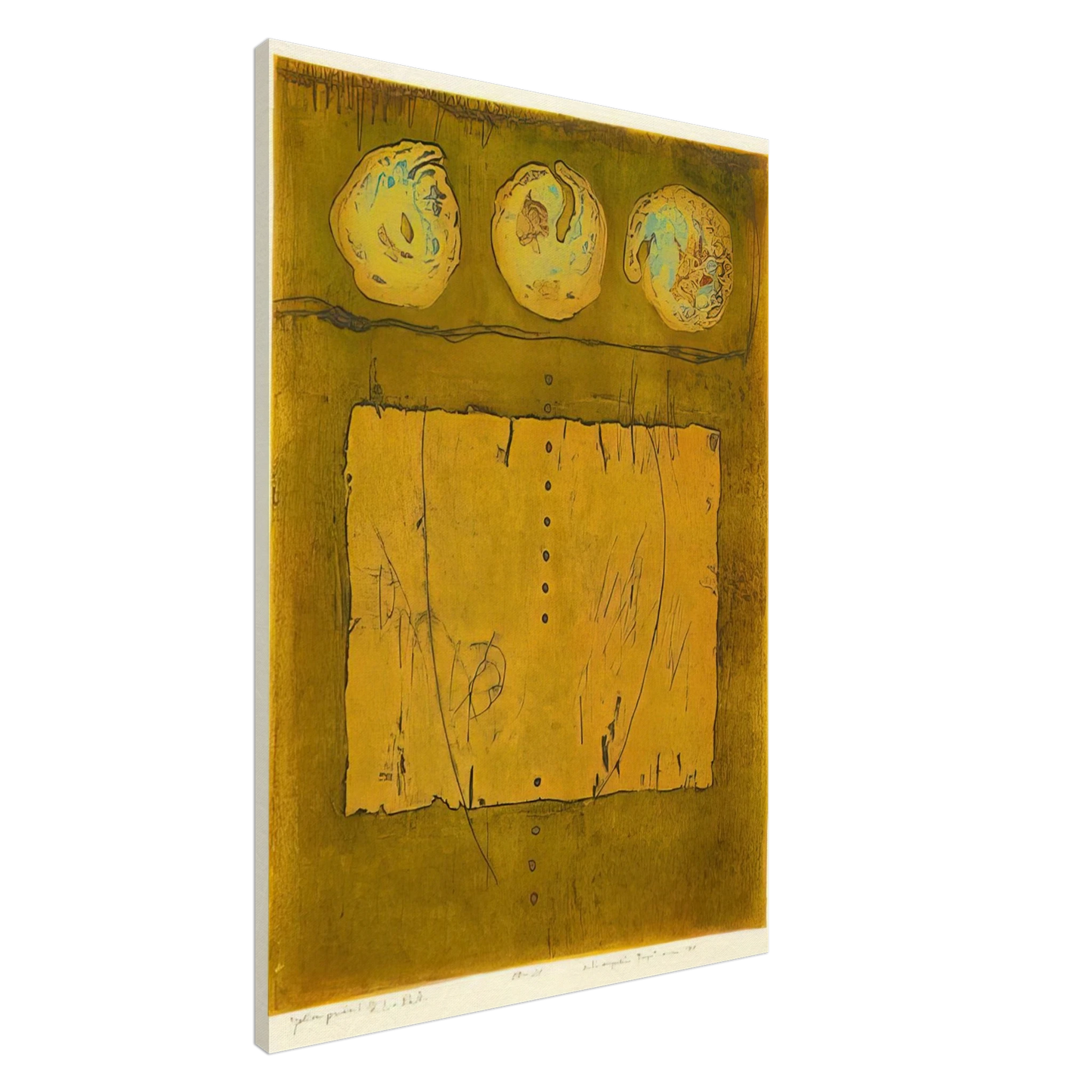 Hiroyuki Tajima - Yellow Print - 1970 Canvas - 20x30 cm / 8x12 inches-canvas