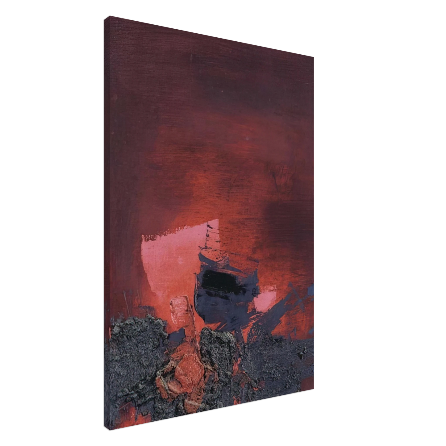 Luis Feito - SIN T TULO ABSTRACCI N EN ROSO Y NEGRO Canvas - 20x30 cm / 8x12 inches-canvas