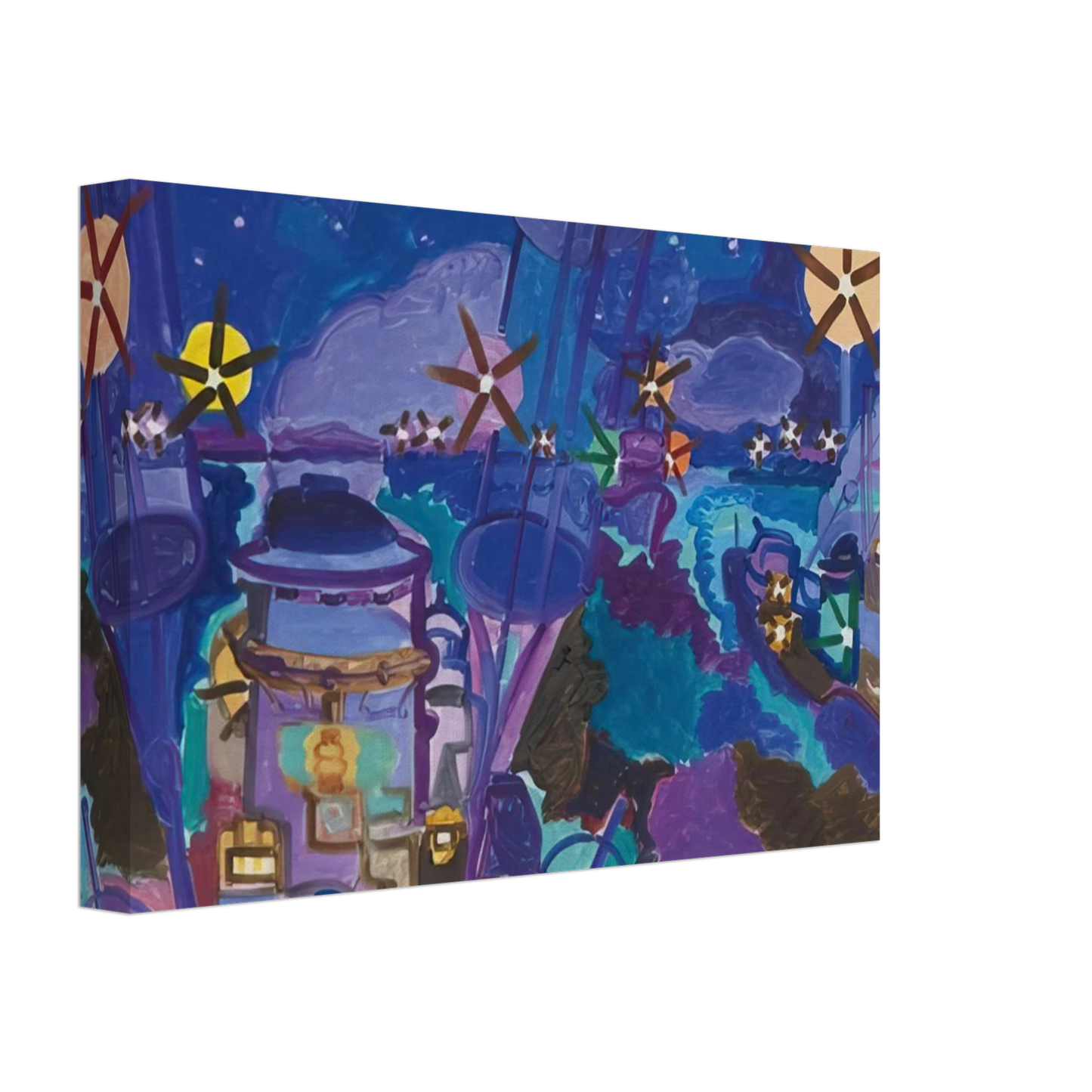 Charles Lapicque - ManÅ“uvres de nuit - 1958 Canvas - 70x100 cm / 28x40 inches-canvas