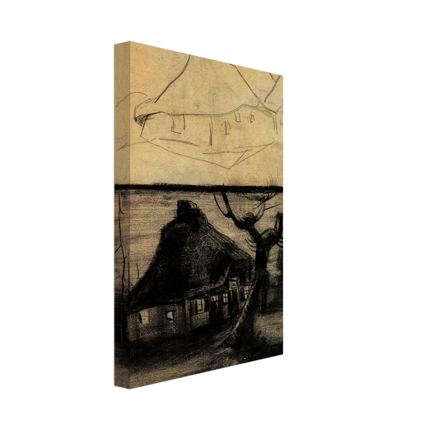 Vincent van Gogh - Two Studies of a Cottage Canvas - 70x100 cm / 28x40 inches-canvas