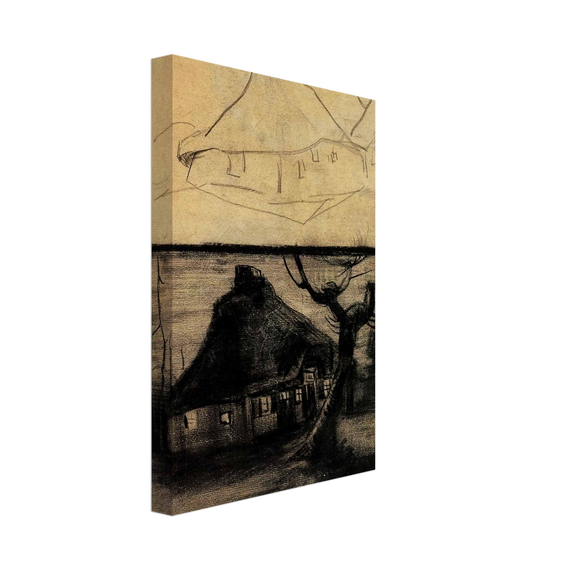 Vincent van Gogh - Two Studies of a Cottage Canvas - 70x100 cm / 28x40 inches-canvas
