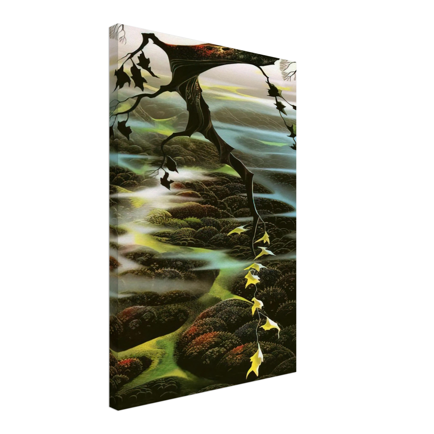 Eyvind Earle - Fog Laced Hills Canvas - 70x100 cm / 28x40 inches-canvas