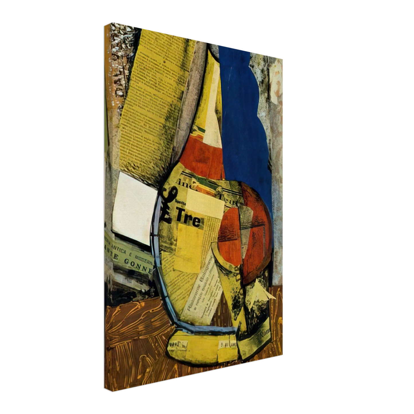 Carlo Carra - FIASCO E BICCHIERE Canvas - 40x60 cm / 16x24 inches-canvas