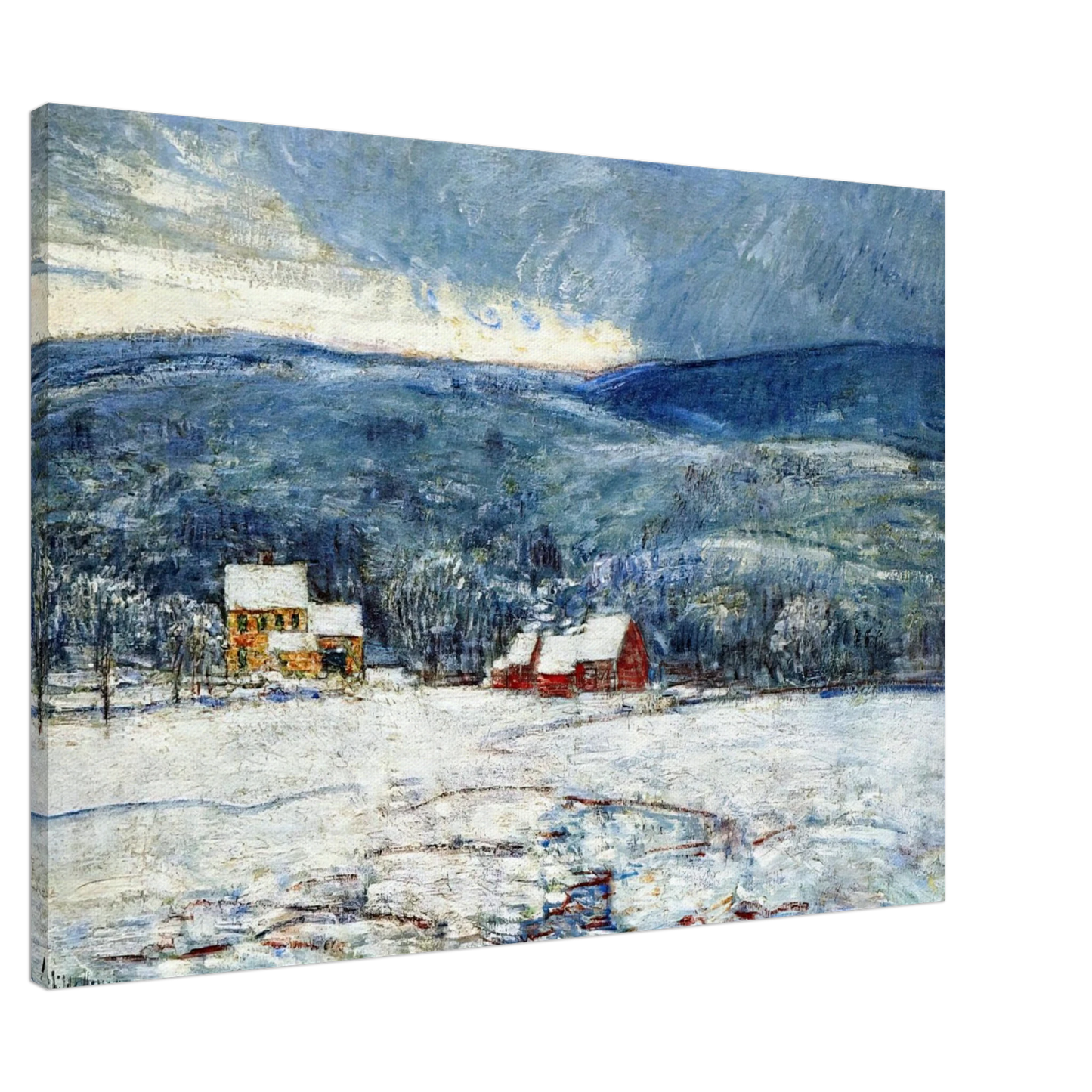 Childe Hassam - Winter in the Connecticut Hills Canvas - 20x30 cm / 8x12 inches-canvas