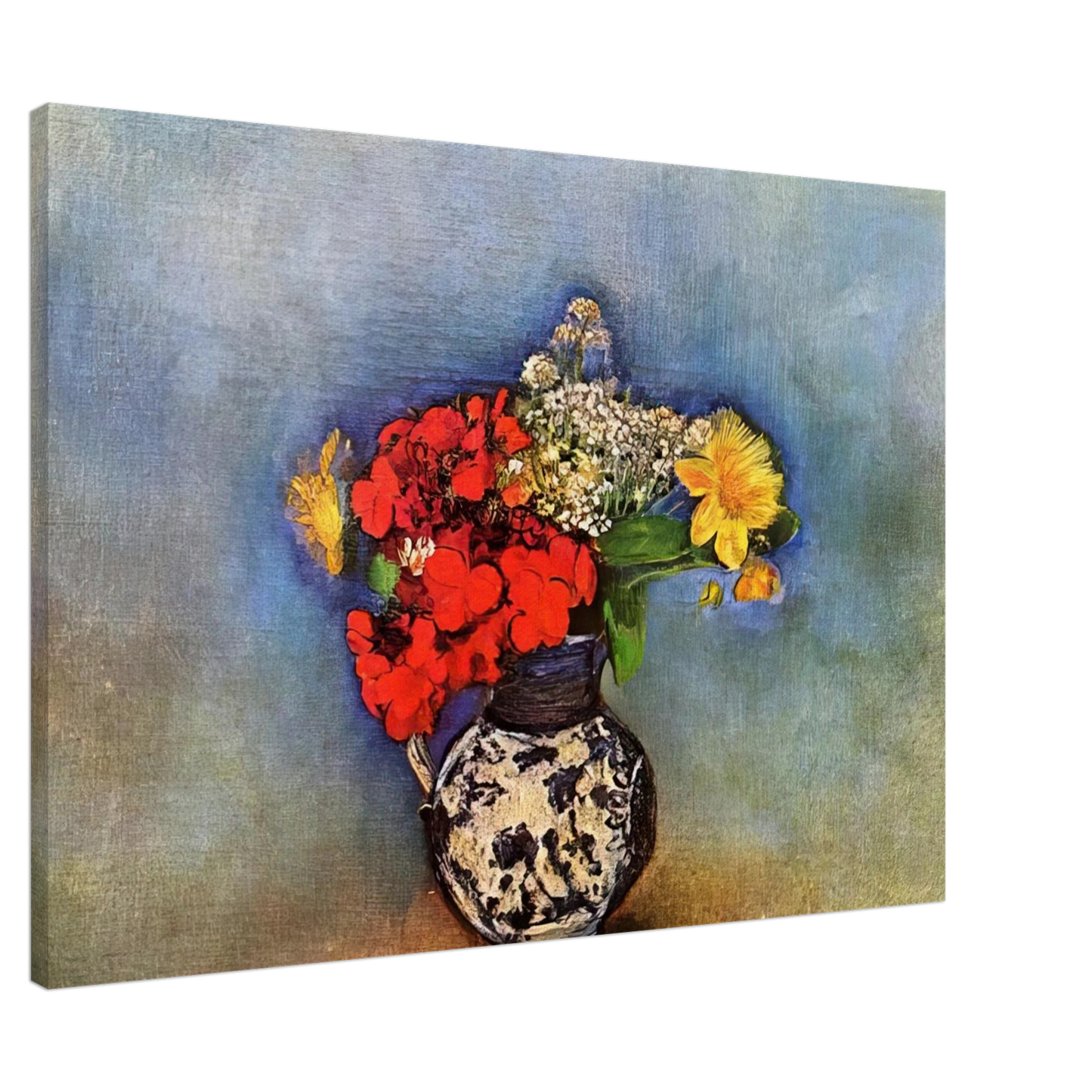 Odilon Redon - GERANIUMS 1910 Canvas - 20x30 cm / 8x12 inches-canvas