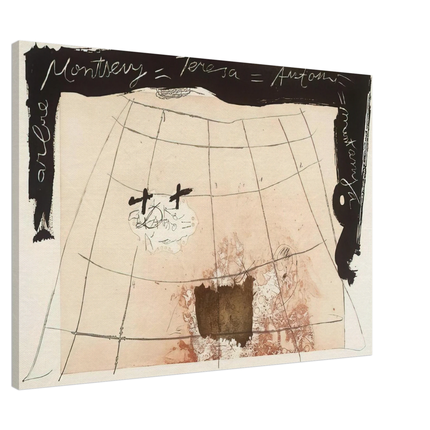 Antoni Tapies - CARTOGRAPHY 1976 Canvas - 20x30 cm / 8x12 inches-canvas