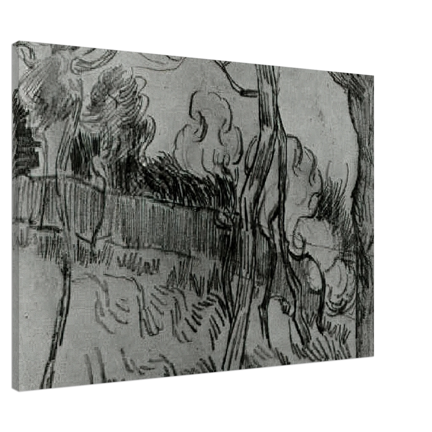 Vincent van Gogh - Pine Trees Seen against the Wall of the Asylum Canvas - 20x30 cm / 8x12 inches-canvas