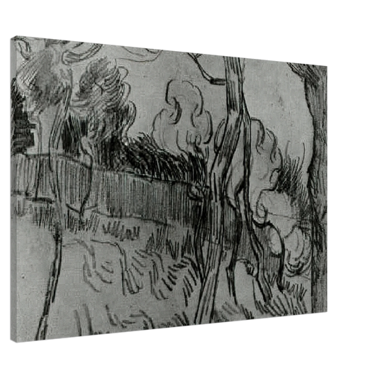 Vincent van Gogh - Pine Trees Seen against the Wall of the Asylum Canvas - 20x30 cm / 8x12 inches-canvas