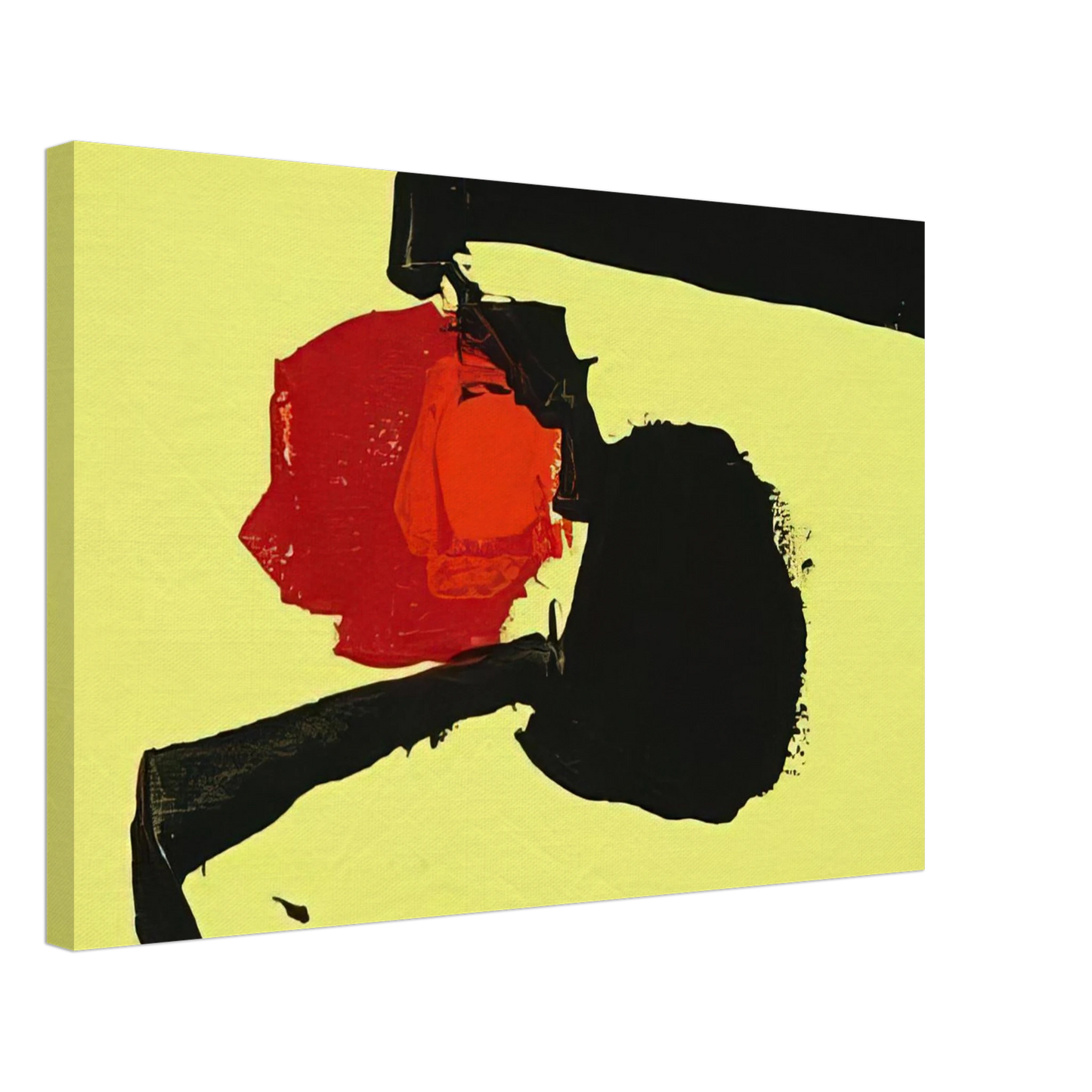 Luis Feito - UNTITLED ABSTRACT IN YELLOW BLACK AND RED 1967 Canvas - 70x100 cm / 28x40 inches-canvas