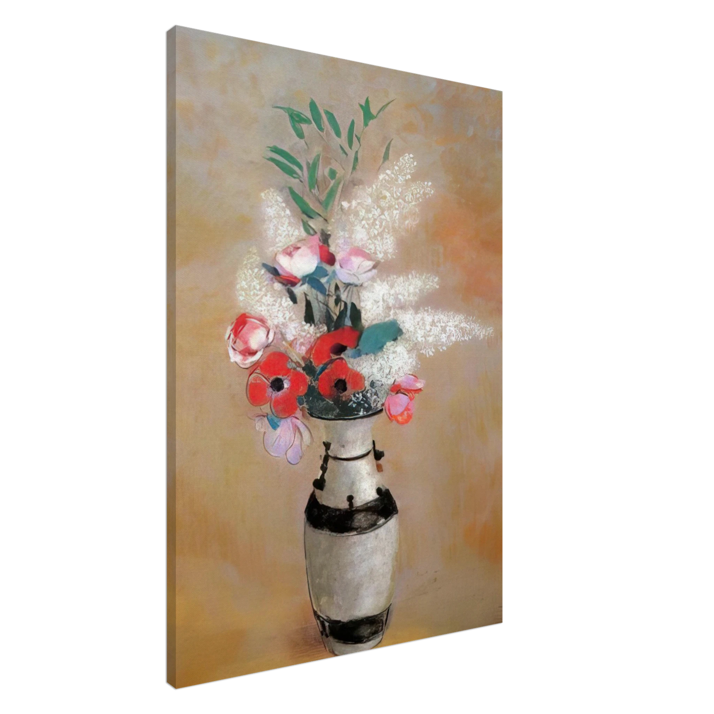 Odilon Redon - BOUQUET WITH WHITE LILIES IN A JAPANESE VASE Canvas - 20x30 cm / 8x12 inches-canvas