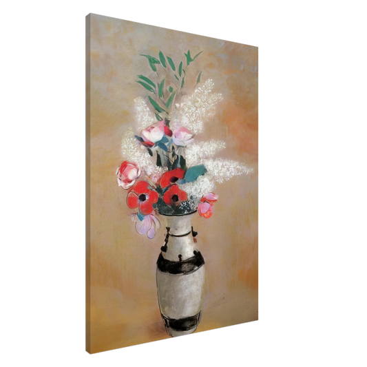 Odilon Redon - BOUQUET WITH WHITE LILIES IN A JAPANESE VASE Canvas - 20x30 cm / 8x12 inches-canvas