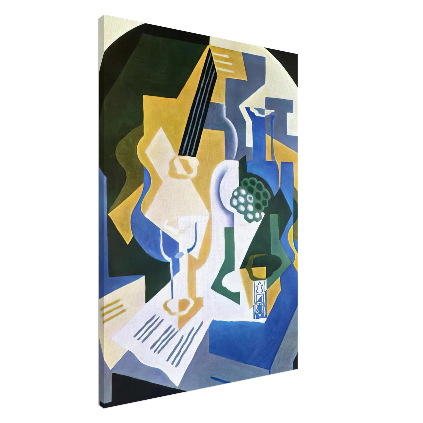 Juan Gris - STILL LIFE WITH FRUIT BOWL AND MANDOLIN 1919 Canvas - 20x30 cm / 8x12 inches-canvas