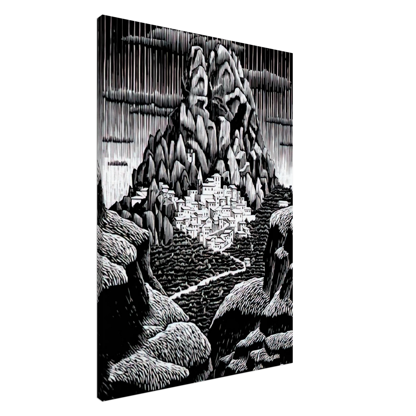 MC Escher - PENTEDATTIO CALABRIA JANUARY 1930 1930 Canvas - 20x30 cm / 8x12 inches-canvas