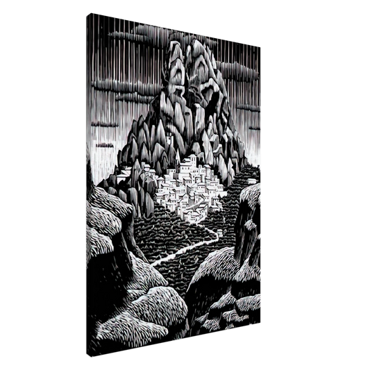 MC Escher - PENTEDATTIO CALABRIA JANUARY 1930 1930 Canvas - 20x30 cm / 8x12 inches-canvas