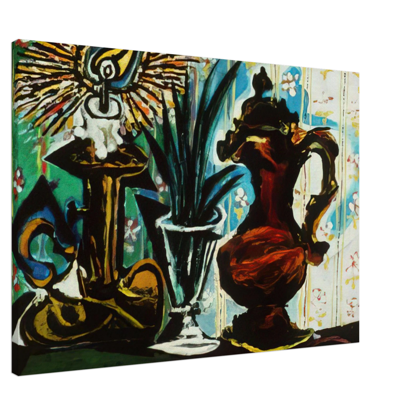 Pablo Picasso - Still life with candle Canvas - 20x30 cm / 8x12 inches-canvas