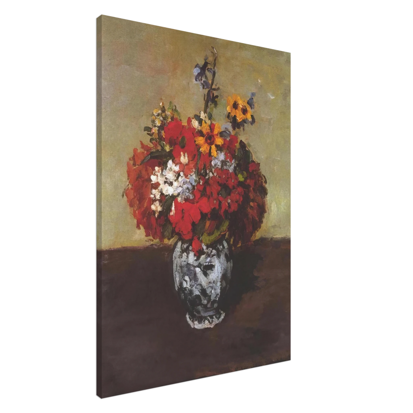 Paul Cezanne - Dahlias In A Delft Vase Canvas - 20x30 cm / 8x12 inches-canvas