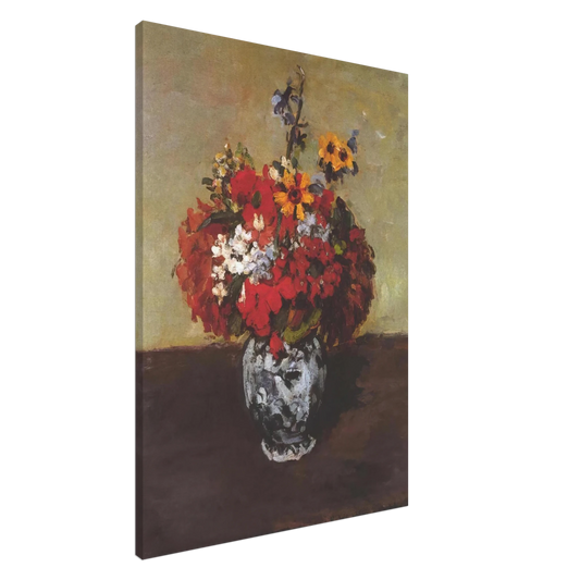Paul Cezanne - Dahlias In A Delft Vase Canvas - 20x30 cm / 8x12 inches-canvas