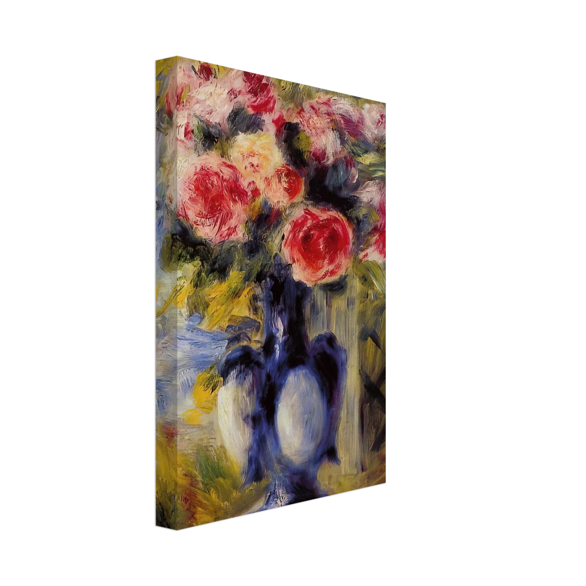 Pierre-Auguste Renoir - Bouquet of Roses in a Blue Vase Canvas - 70x100 cm / 28x40 inches-canvas
