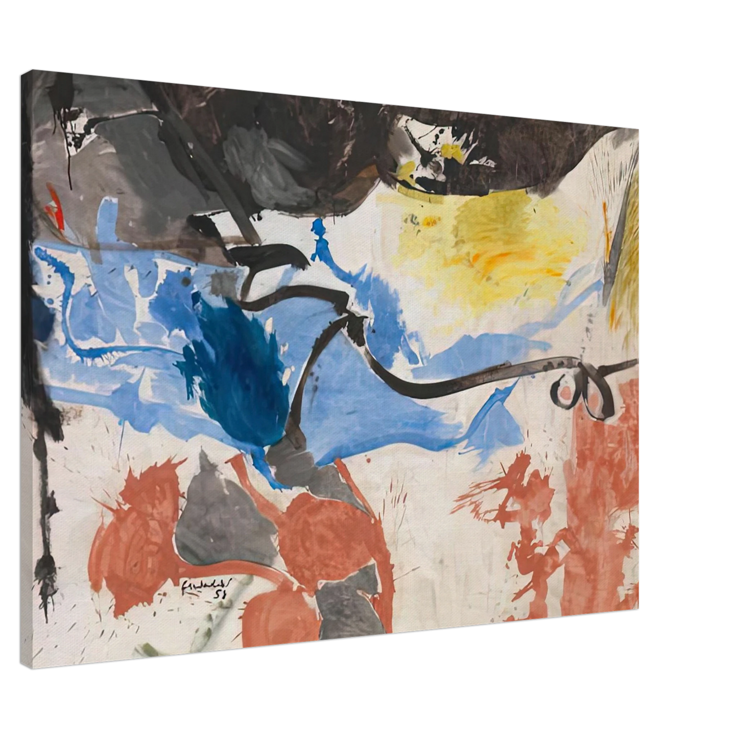 Helen Frankenthaler - Hotel Cro-Magnon, 1958- Canvas - 20x30 cm / 8x12 inches-canvas