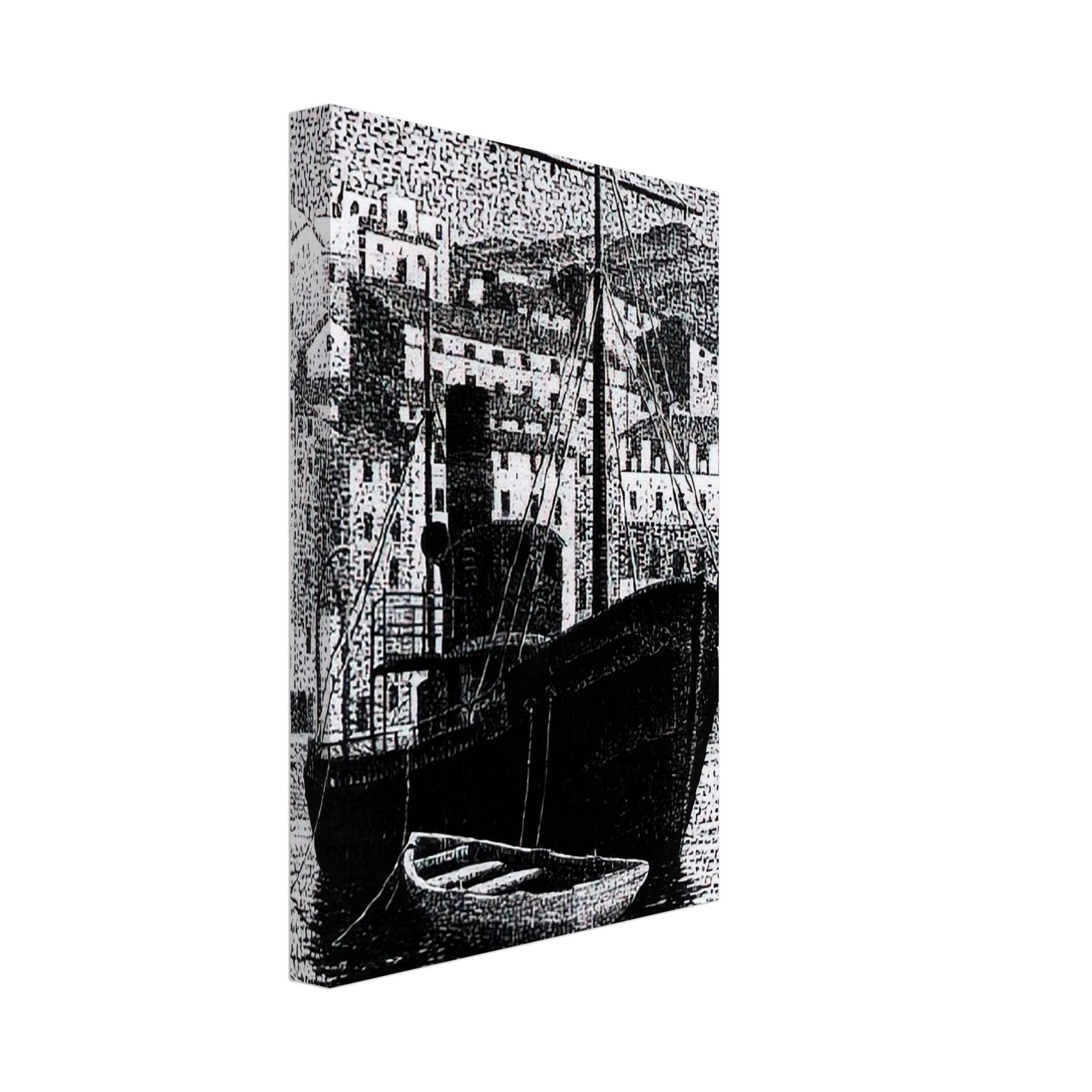 MC Escher - TUGBOAT OLD HARBOR OF BASTIA JANUARY 1934 1934 Canvas - 70x100 cm / 28x40 inches-canvas