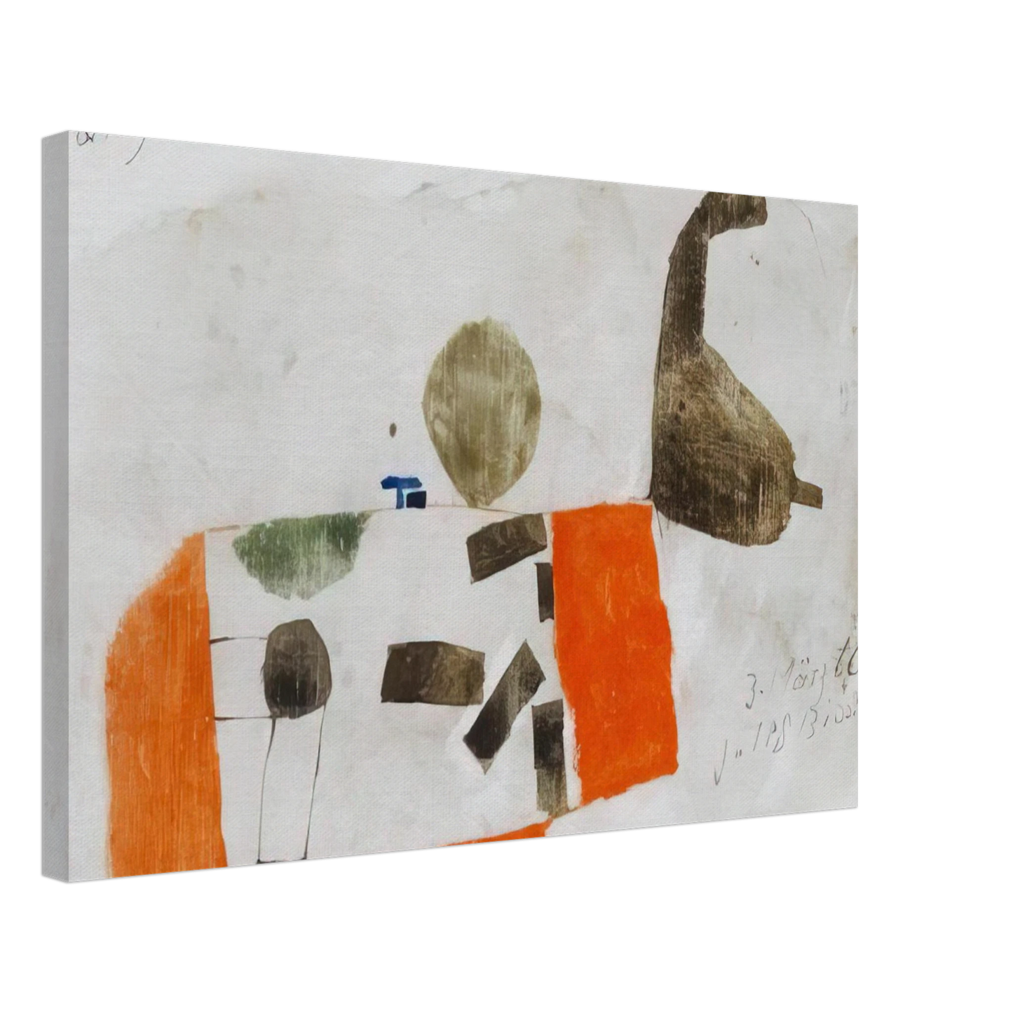 Julius Bissier - Komposition 3. Marz 60 - 1960 Canvas - 70x100 cm / 28x40 inches-canvas