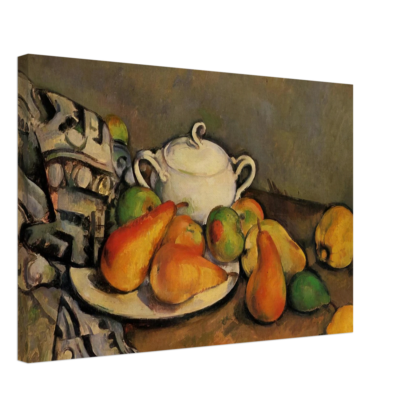 Paul Cezanne - Sugarbowl, Pears and Tablecloth Canvas - 40x60 cm / 16x24 inches-canvas
