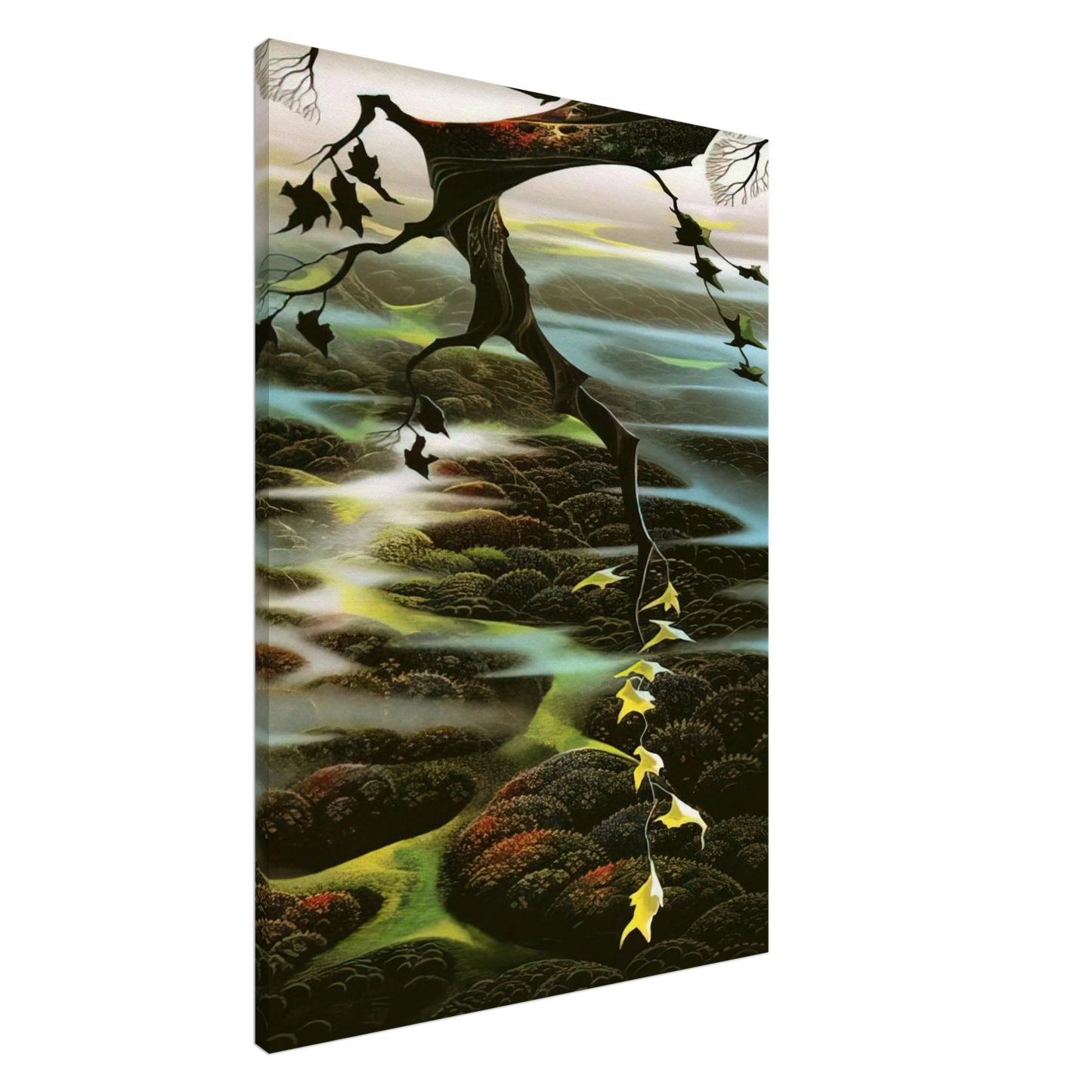 Eyvind Earle - Fog Laced Hills Canvas - 20x30 cm / 8x12 inches-canvas