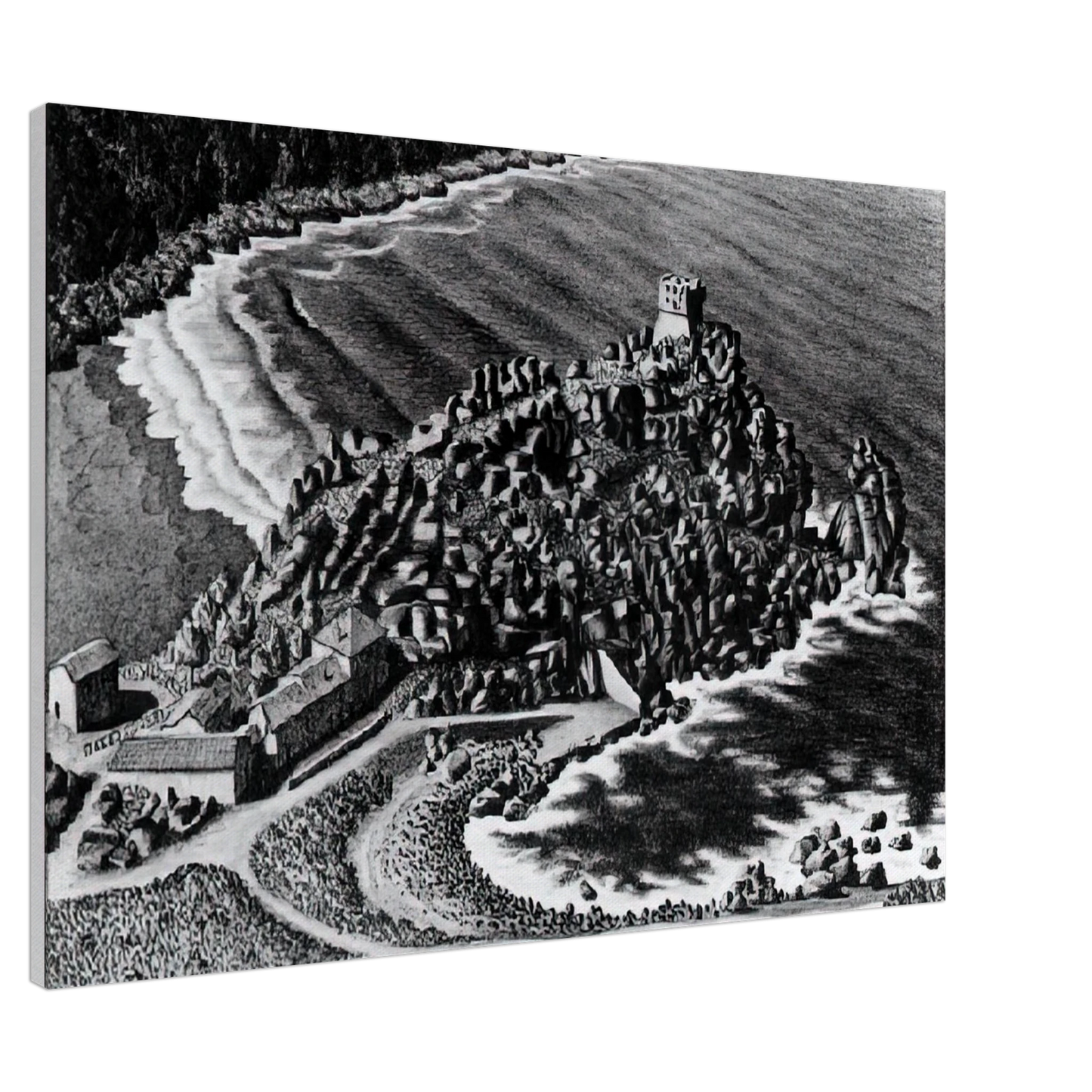 MC Escher - GULF OF PORTO CORSICA DECEMBER 1933 1933 Canvas - 20x30 cm / 8x12 inches-canvas