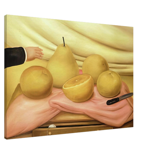 Fernando Botero - STILL LIFE WITH FRUITS Canvas - 20x30 cm / 8x12 inches-canvas