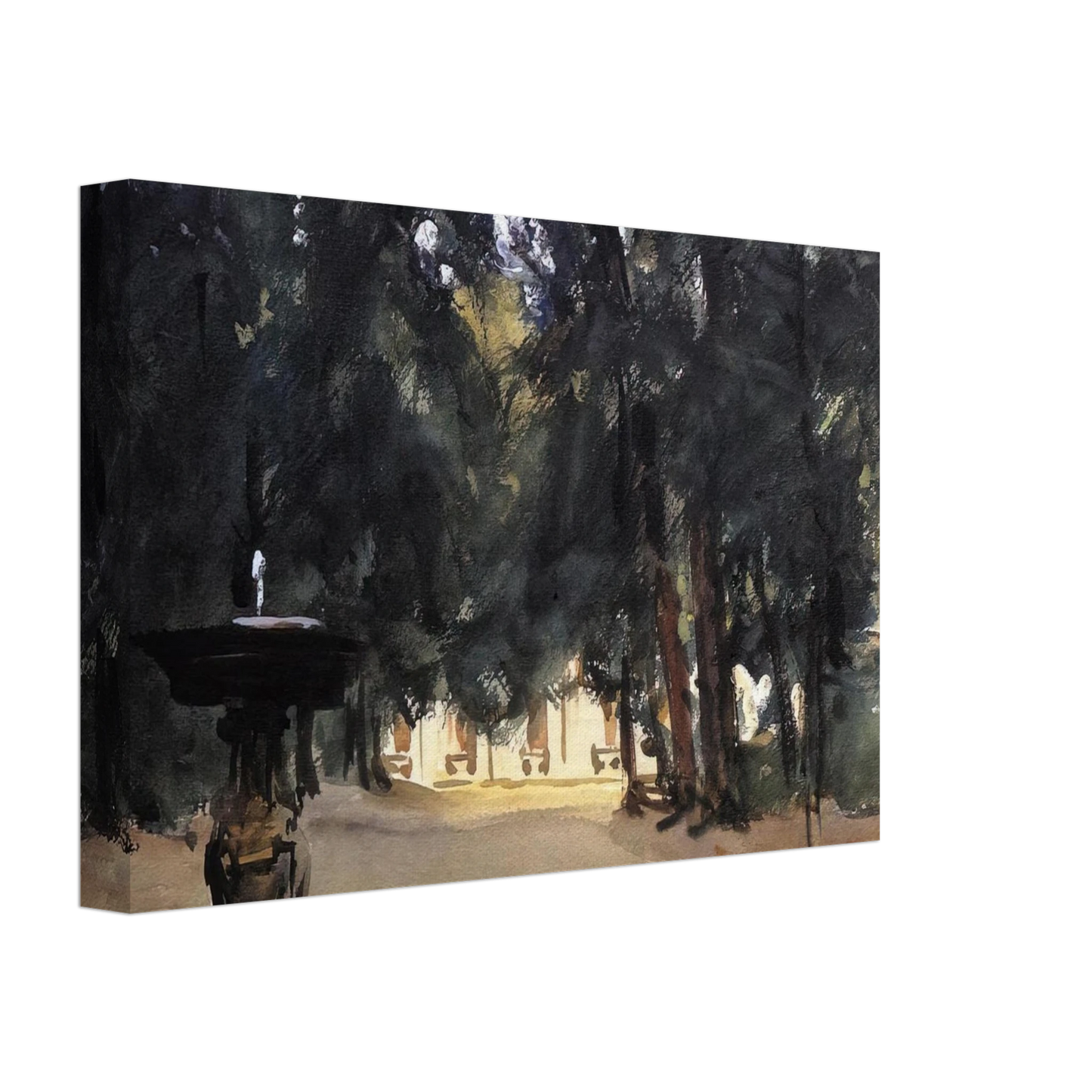John Singer Sargent - Villa Torlonia Fountain Canvas - 40x60 cm / 16x24 inches-canvas