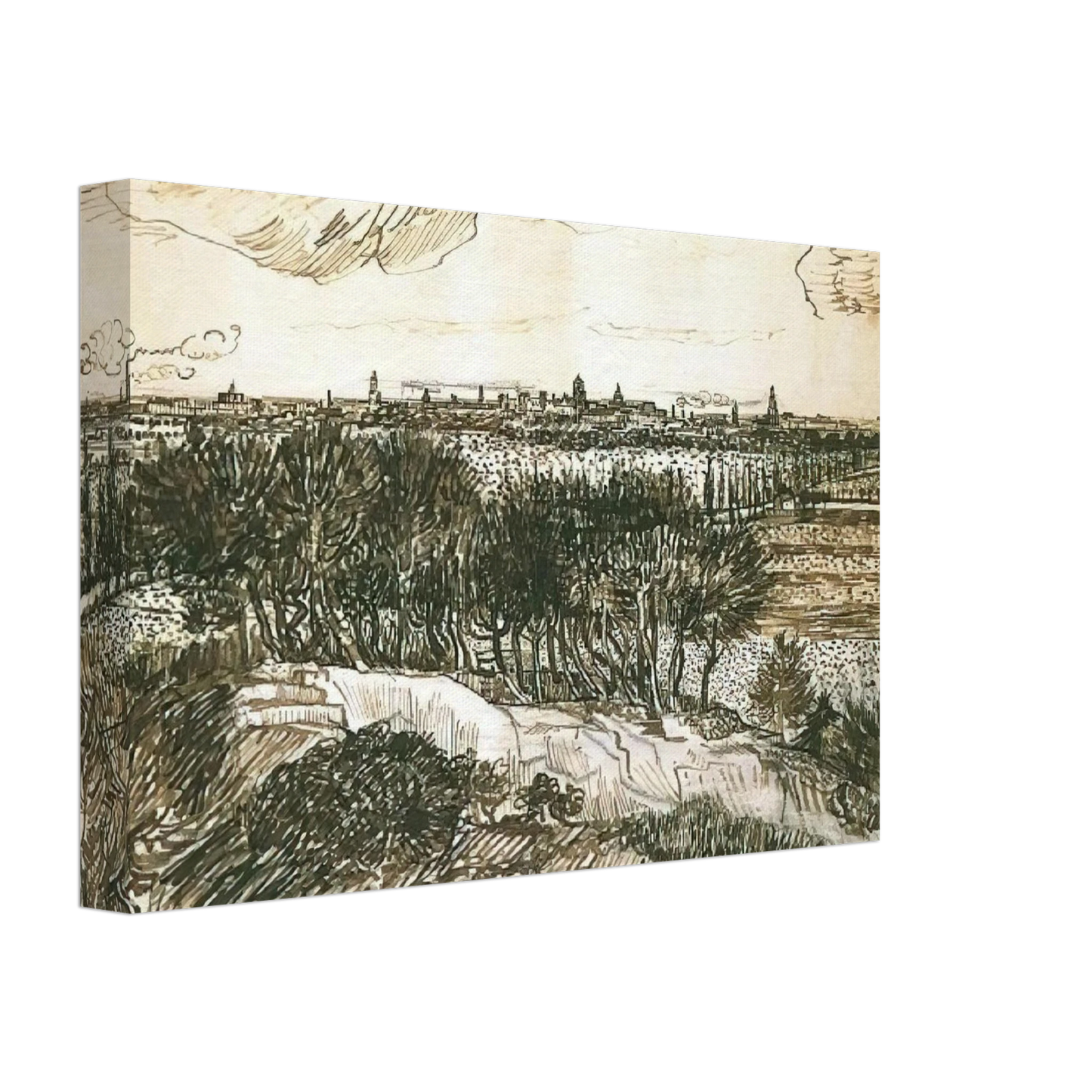 Vincent van Gogh - View of Arles from a Hill Canvas - 70x100 cm / 28x40 inches-canvas