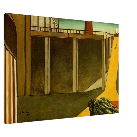 Giorgio de Chirico - GARE MONTPARNASSE THE MELANCHOLY OF DEPARTURE 1914 Canvas - 20x30 cm / 8x12 inches-canvas