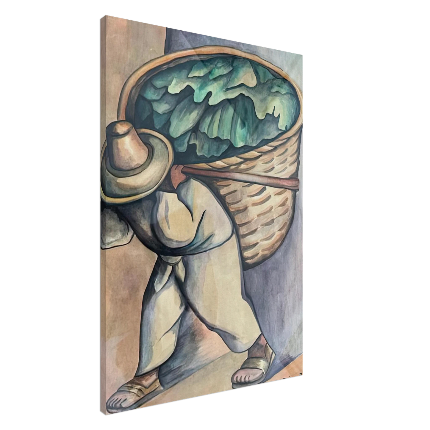 Diego Rivera - EL CARGADOR DE HOJAS DE PLATANO 1953 Canvas - 20x30 cm / 8x12 inches-canvas