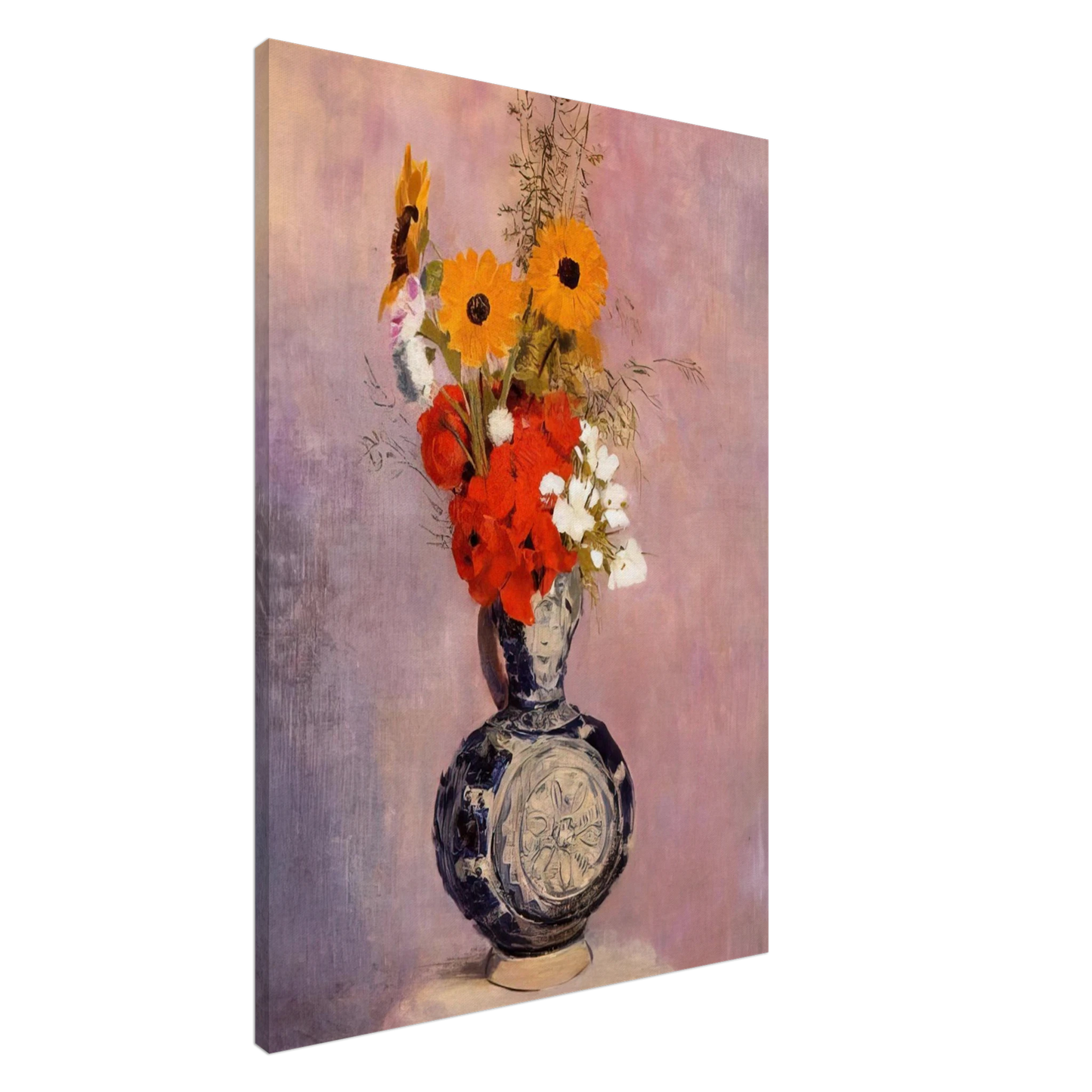 Odilon Redon - BOUQUET OF FLOWERS IN A BLUE VASE 2 Canvas - 20x30 cm / 8x12 inches-canvas