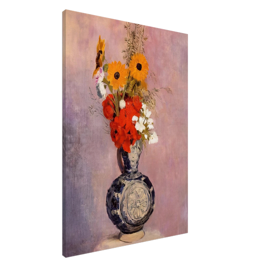 Odilon Redon - BOUQUET OF FLOWERS IN A BLUE VASE 2 Canvas - 20x30 cm / 8x12 inches-canvas