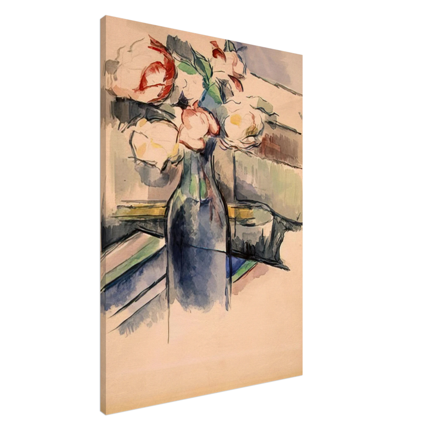 Paul Cezanne - Roses in a Bottle Canvas - 20x30 cm / 8x12 inches-canvas