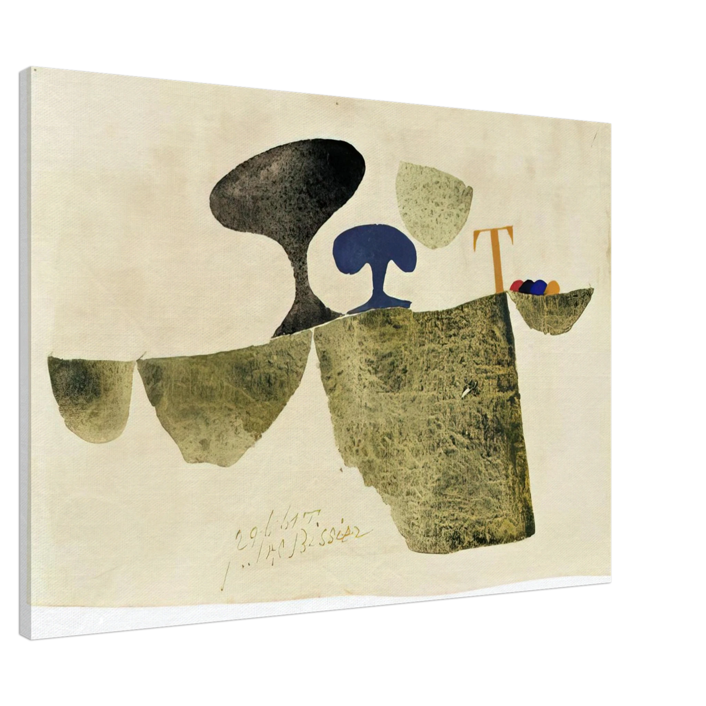 Julius Bissier - 29.6.61 T - 1961 Canvas - 20x30 cm / 8x12 inches-canvas