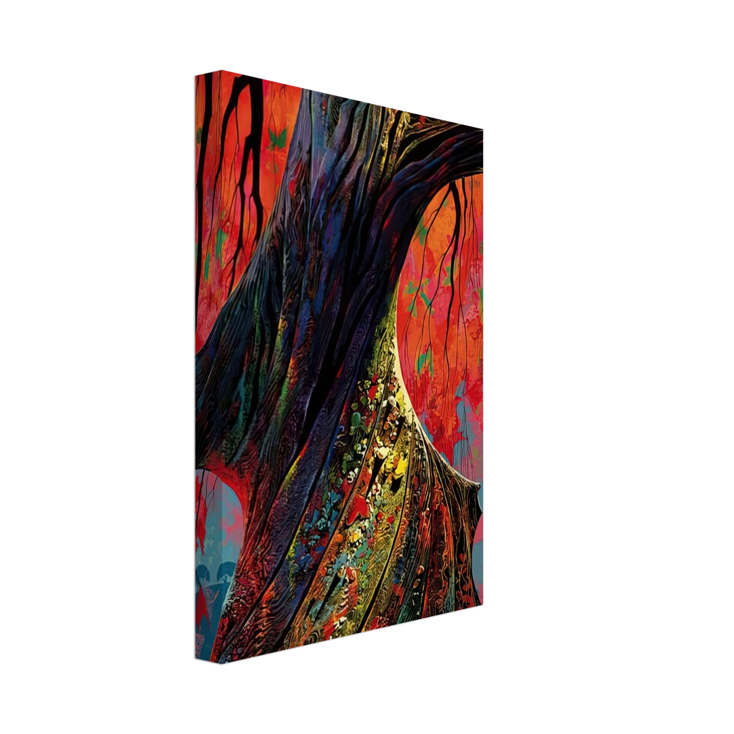 Eyvind Earle - Fire red and gold Canvas - 40x60 cm / 16x24 inches-canvas