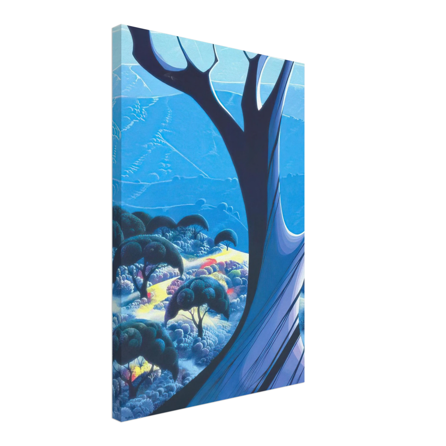 Eyvind Earle - Purple Treeand Mountains Canvas - 70x100 cm / 28x40 inches-canvas