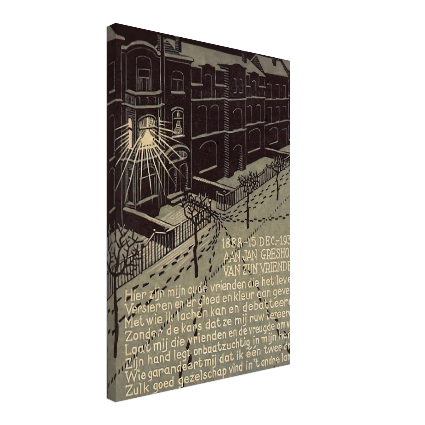 MC Escher - BIRTHDAY CARD FOR G GERSHOFF NOVEMBER 1938 1938 Canvas - 40x60 cm / 16x24 inches-canvas