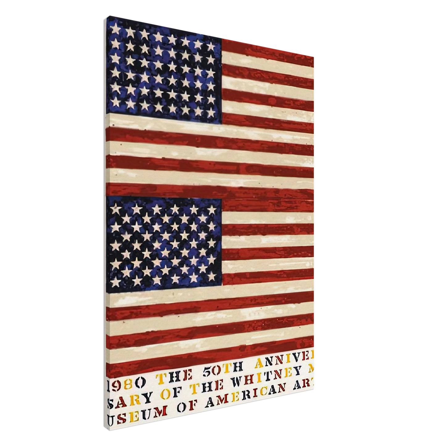 Jasper Johns - TWO FLAGS WHITNEY ANNIVERSARY ULAE 207 1980 Canvas - 20x30 cm / 8x12 inches-canvas