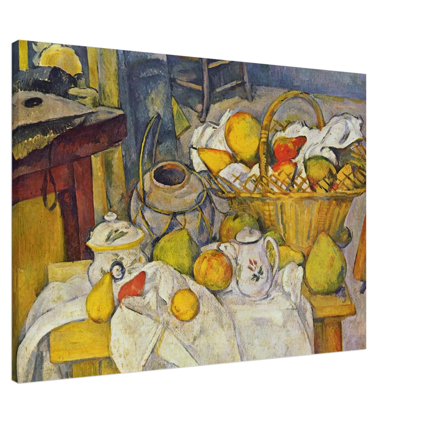Paul Cezanne - Still life with basket Kitchen table Canvas - 20x30 cm / 8x12 inches-canvas