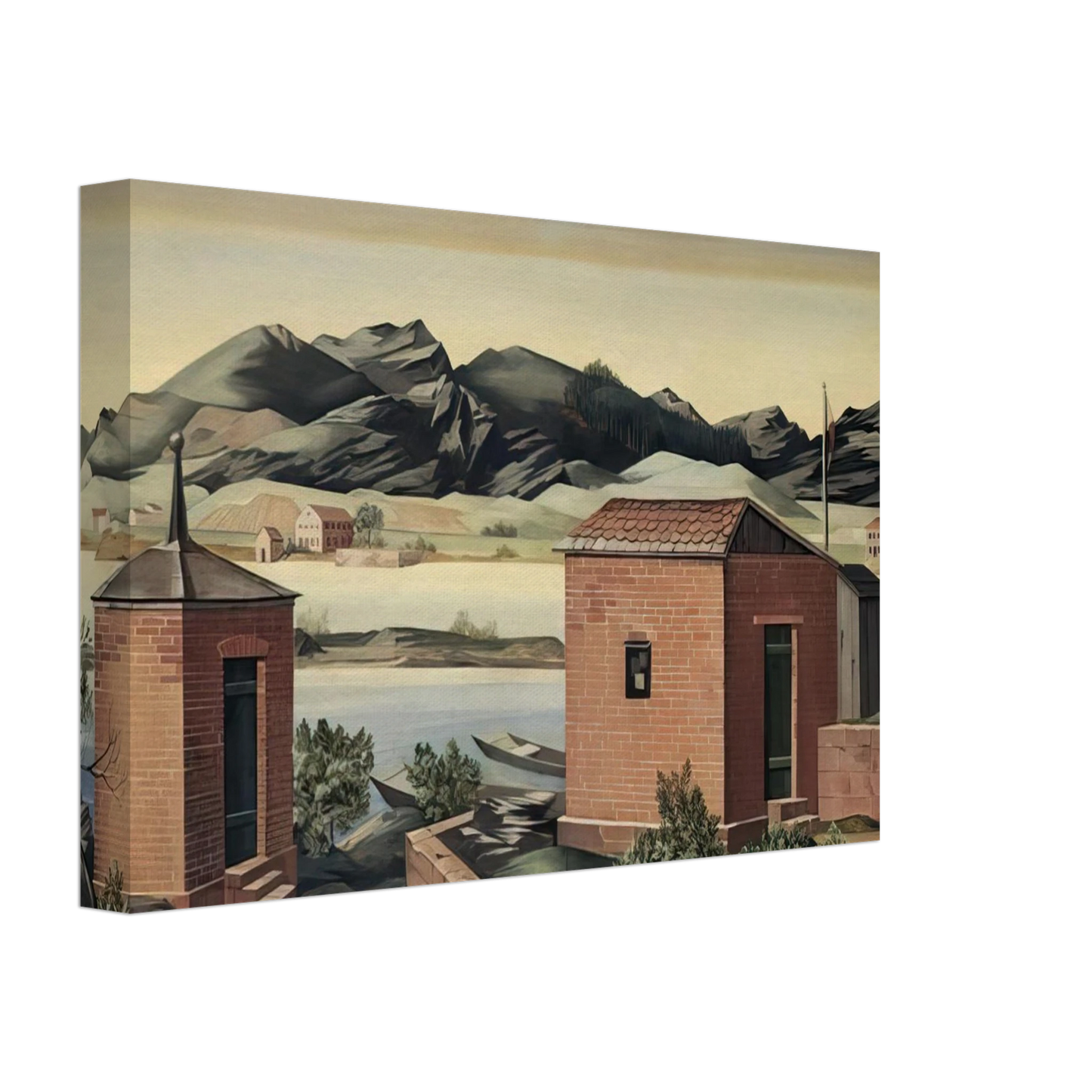 Julius Bissier - Imbarcadero a Zurigo - 1927 Canvas - 70x100 cm / 28x40 inches-canvas