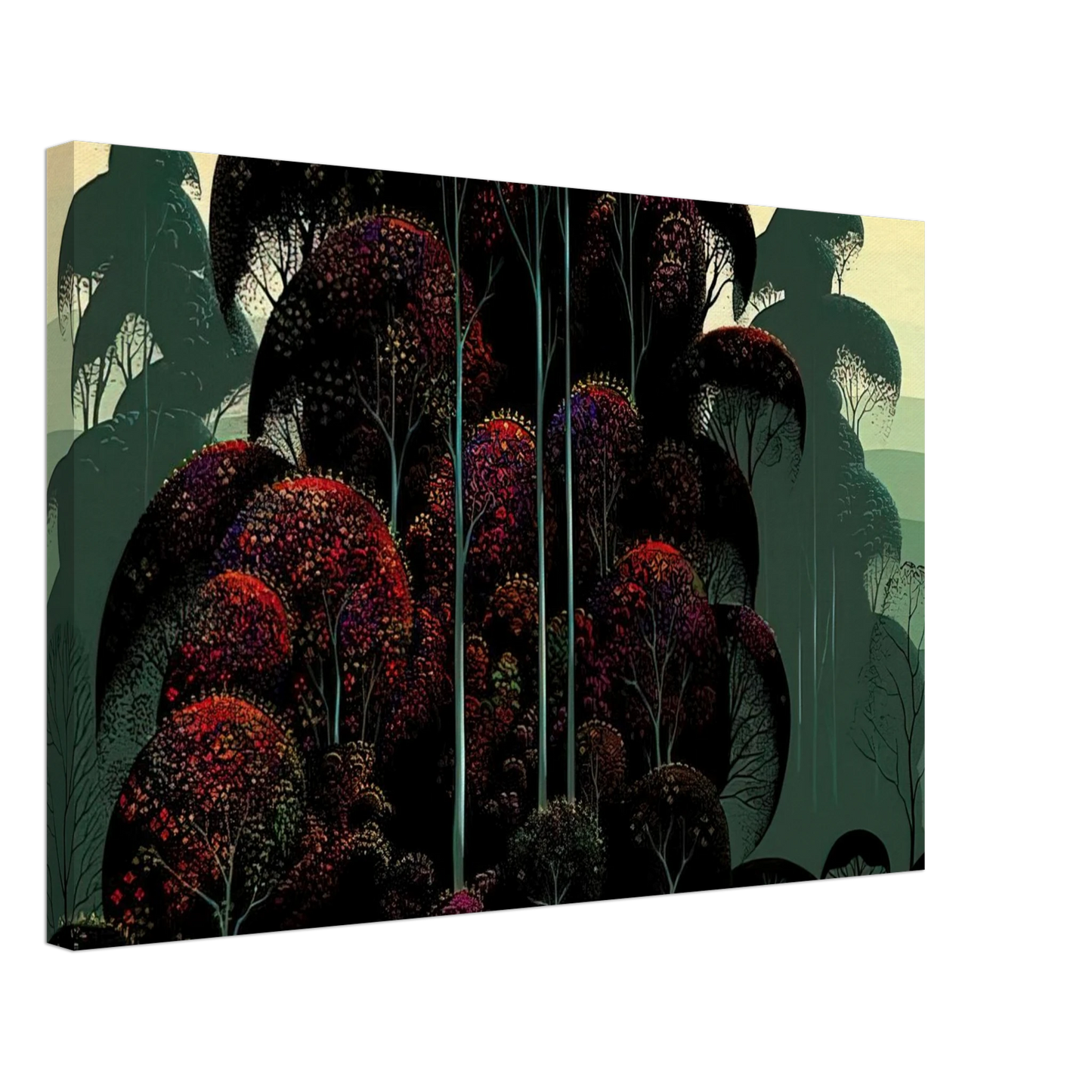 Eyvind Earle - Crimson Autumn Canvas - 70x100 cm / 28x40 inches-canvas