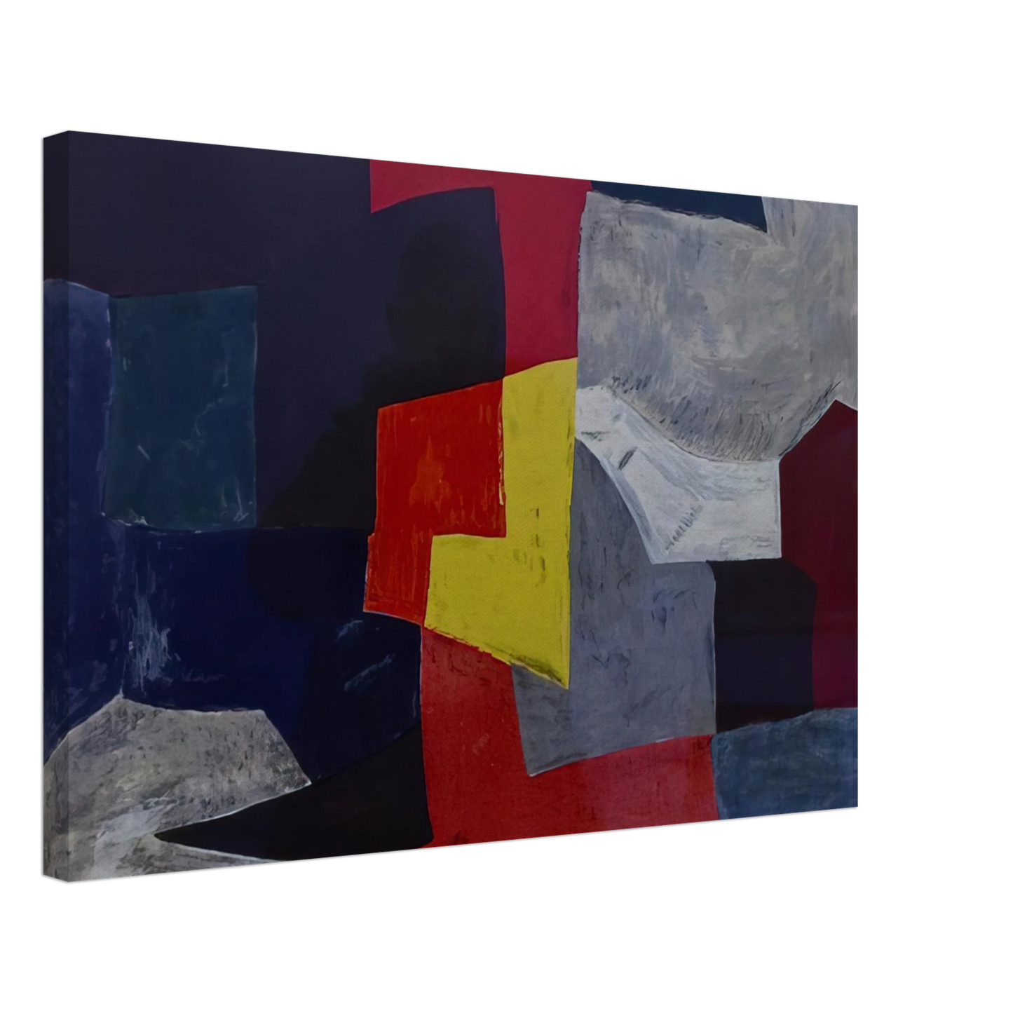 Serge Poliakoff - Composition grise, rouge et jaune - 1960 Canvas - 70x100 cm / 28x40 inches-canvas