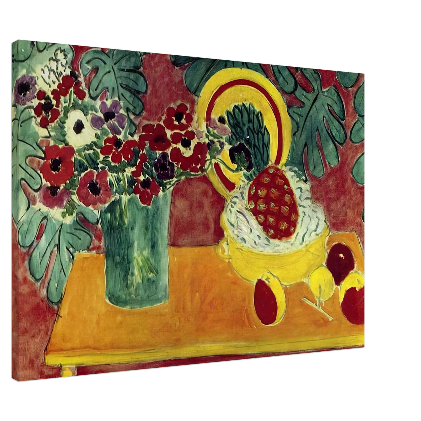 Henri Matisse - PINEAPPLE AND ANEMONES 1940 Canvas - 20x30 cm / 8x12 inches-canvas