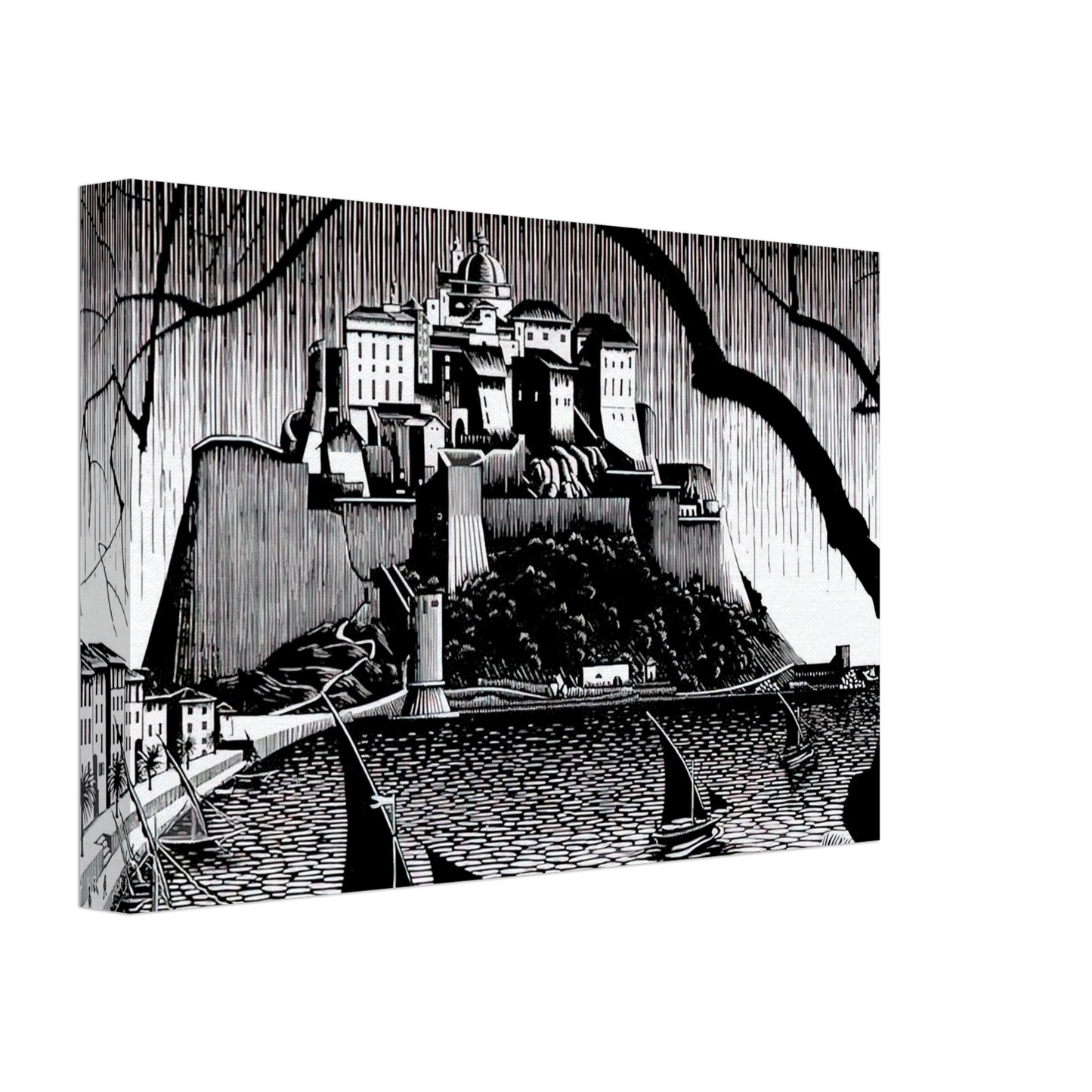 MC Escher - CITADEL OF CALVI CORSICA Canvas - 70x100 cm / 28x40 inches-canvas
